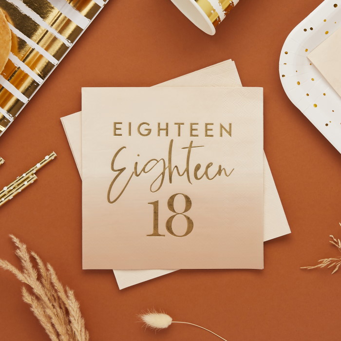 Gold and Nude Blush 18th Birthday Paper Napkins Pack of 16 image 2